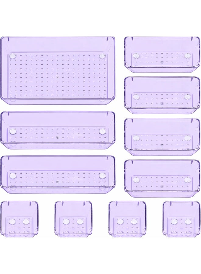 مجموعة صناديق تنظيم أدراج المكياج، 11 قطع، 4 أحجام من صواني تنظيم المكياج، حاويات تخزين أكريليك بينك لمستحضرات التجميل، ومستلزمات النظافة، والمجوهرات - Image 1